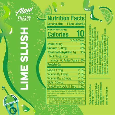 ALANI NU, LIME SLUSH, 12 FL OZ, SINGLE CAN