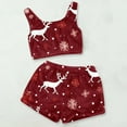 thumbnail image 2 of Womens Pajama Sets Christmas Reindeer Two Piece Set Solid Color Vest Short Top Shorts Black Lounge Sets for Women S, 2 of 3