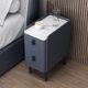 thumbnail image 2 of Mesita de noche de madera de estilo nórdico, mesita de noche de piel sintética con 2 cajones, mueble de almacenamiento lateral para dormitorio, 2 of 3