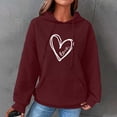 thumbnail image 2 of Fashion Waffle Long Sleeve Hoodies for Women Plus Size Cute Graphic Print Casual Pullover Sweatshirt Fall Winter Tops (Wine,2XL), 2 of 5
