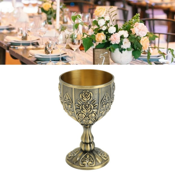 Metal Embossed Wine Cup, Vintage Flower Pattern Exquisite Details Metal Wine Cup Home Art Craft Decoration Wine Cabinet Ornaments