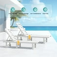thumbnail image 5 of SERWALL Outdoor Chaise Lounge Set of 2, Adjustable Patio Chaise Lounge, HDPE Lounge Chair with Rolling Wheels & Cup Holder for Poolside, White, 5 of 8