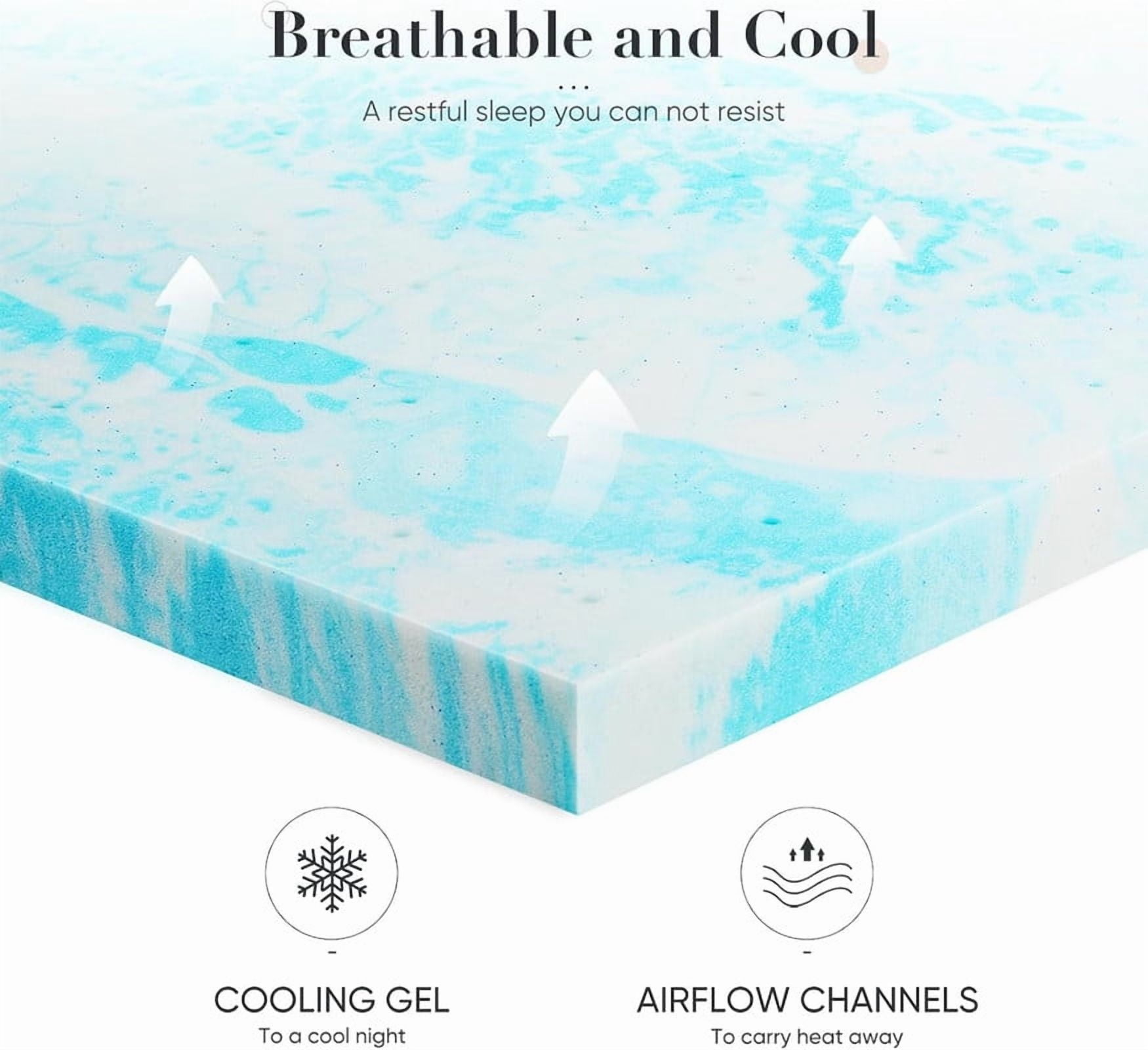 Sybels 2 Inch Full Size Gel Memory Foam Mattress, Relieve back pain, CertiPUR-US Certified