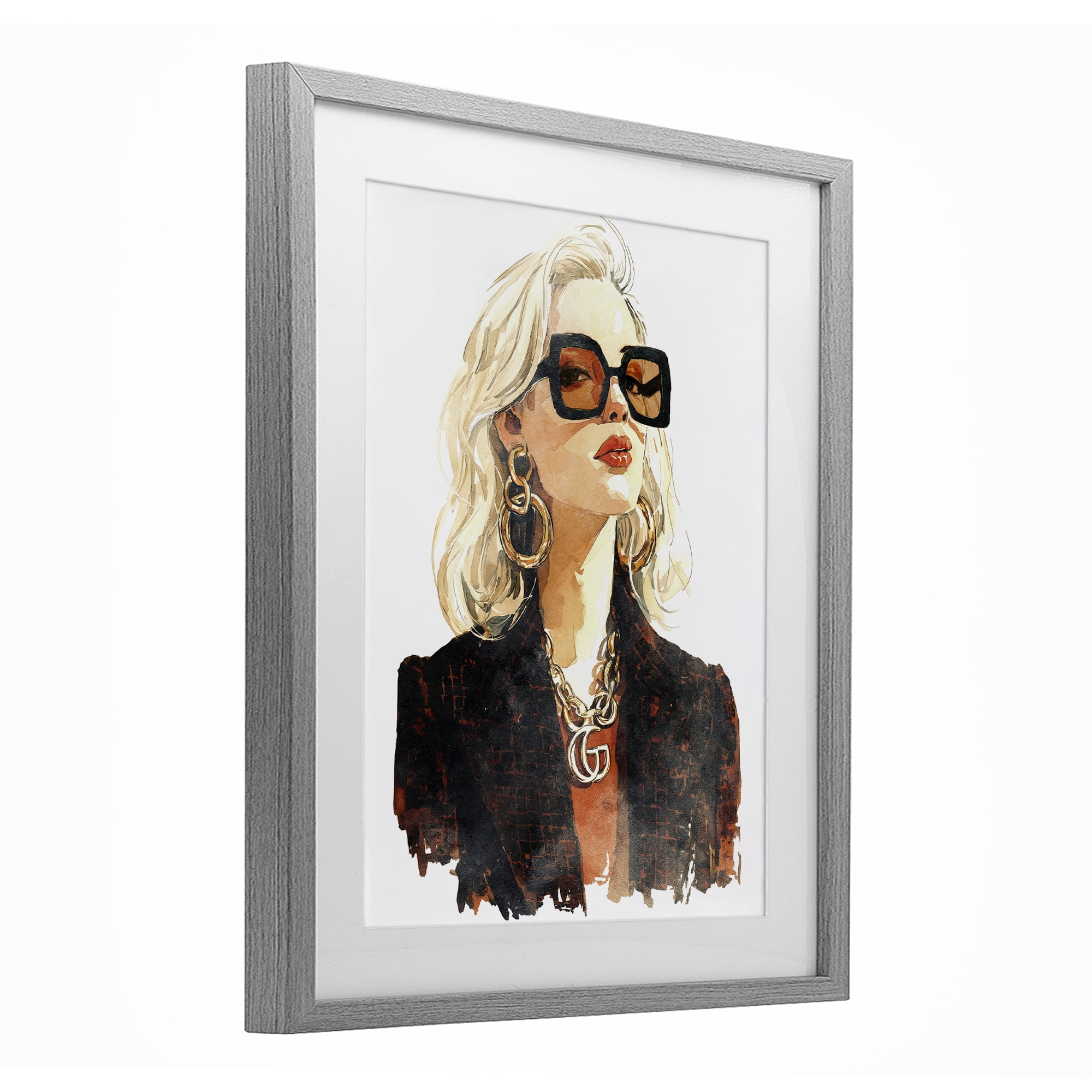 Stupell Industries Luxurious Gilded Gaze Gray Framed Print Under Glass, design by Svetlana Aleynikova