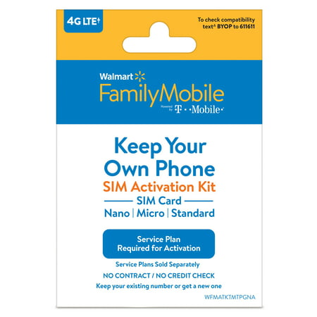 Walmart Family Mobile Bring Your Own Phone SIM Kit - T-Mobile GSM (Best Sim Card For Tourists In Usa)