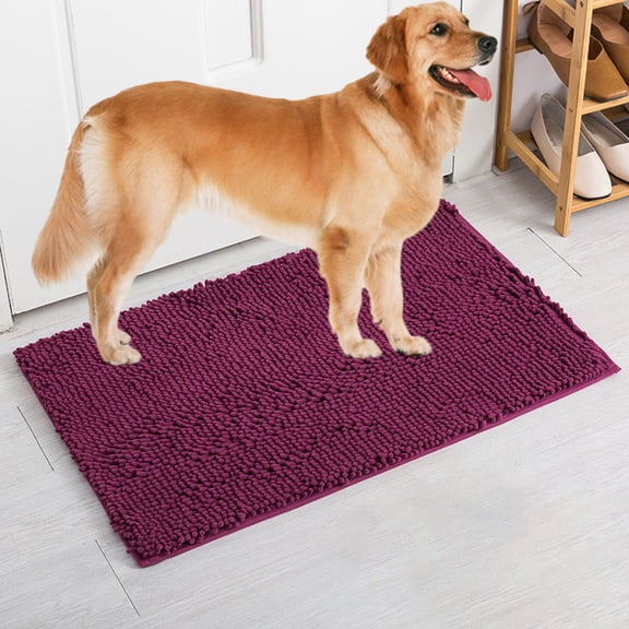 Dog Mat for Muddy Paws, Washable Chenille Dog Mat for Indoor Use, Soft Non Slip Pet Rug for Entryway, Crate, Feeding Area and Doorway, Plush Absorbent Floor Mat for Dogs and Pets
