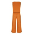 thumbnail image 5 of Women's Summer Cotton Linen Two Piece Casual Sets Sleeveless Tank Tops with High Waist Wide Leg Palazzo Pants Solid Loungewear Orange,S, 5 of 7