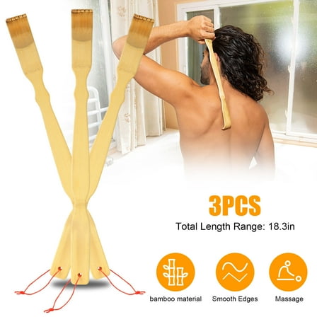 3 Pcs Natural Bamboo Back Scratcher Long Reach Pick Itch Relief Tool