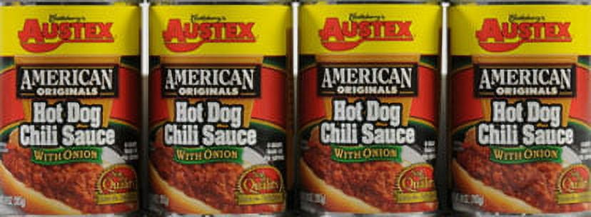 (12 pack) Castleberry’s Austex American Originals Hot Dog Chili Sauce with Onion, 10 oz Can – Quick Chili Dog Topping for Easy Meals