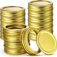 thumbnail image 1 of 48 Pieces Canning Jar Lids and Bands for Regular Mouth Mason Jars Split-Type Lids with Silicone Seals Rings Leak-Proof Secure Mason Canning Jar Cap Compatible with Mason Jar (Gold), 1 of 7