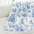 thumbnail image 2 of Cozy Vintage Blue Floral Fleece Throw Blanket Soft Tear-Resistant & Stain-Proof Perfect for Couch Sofa Bed Office and Travel All-Season Comfort, 2 of 7