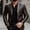 Coffee, variant on WIZUTIZ Men's Solid Color Leather Suit Jacket Single Breasted One Button Coat with Inner Pocket for Formal Casual