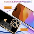 thumbnail image 5 of Compatible with iPhone 15 Pro Max Case Love Heart Plating Electroplate Luxury Elegant Case Camera Protector Soft TPU Screen Protector Shockproof Corner Back Cover -Black, 5 of 12