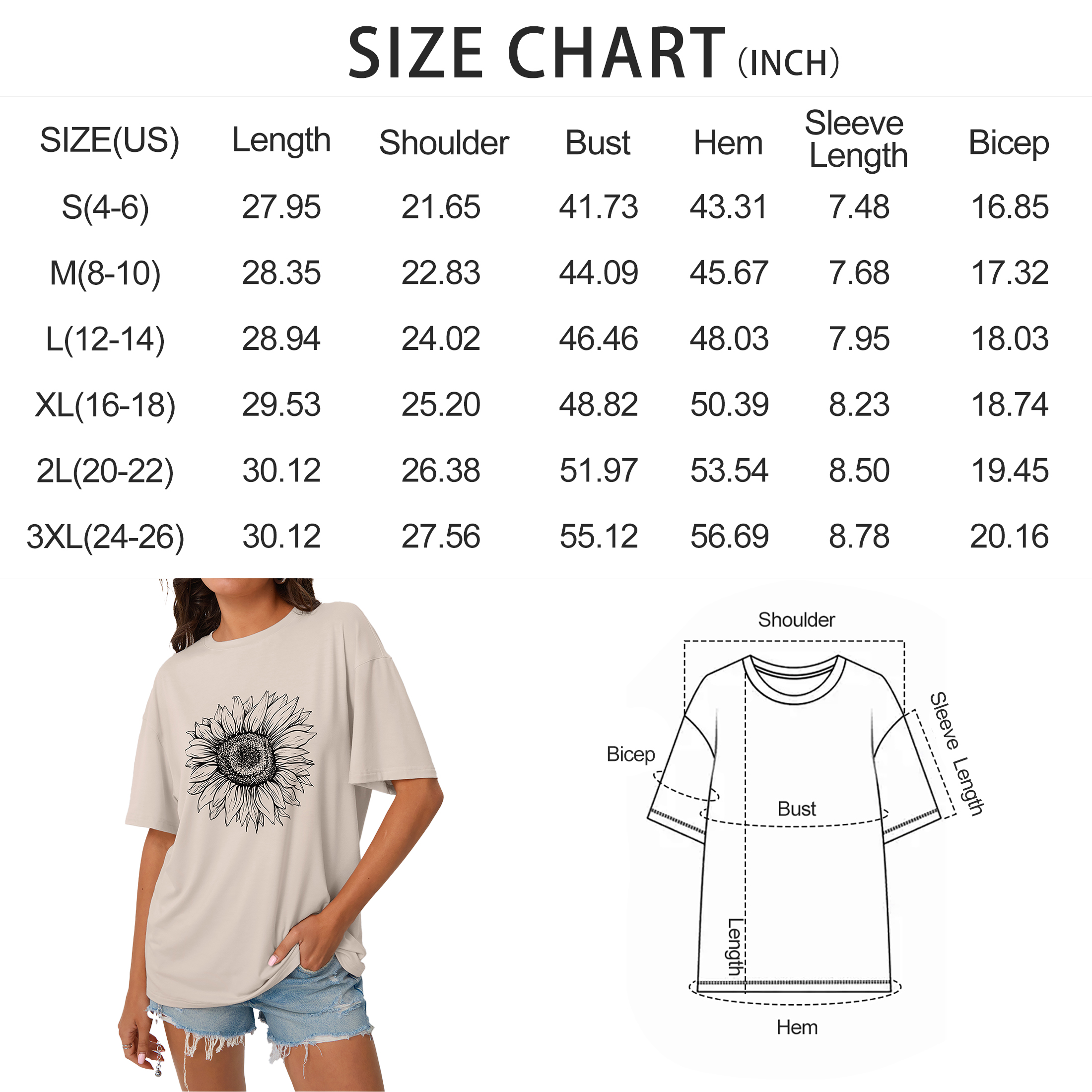 SUNBS Women's Oversized Graphic Tees photo 8