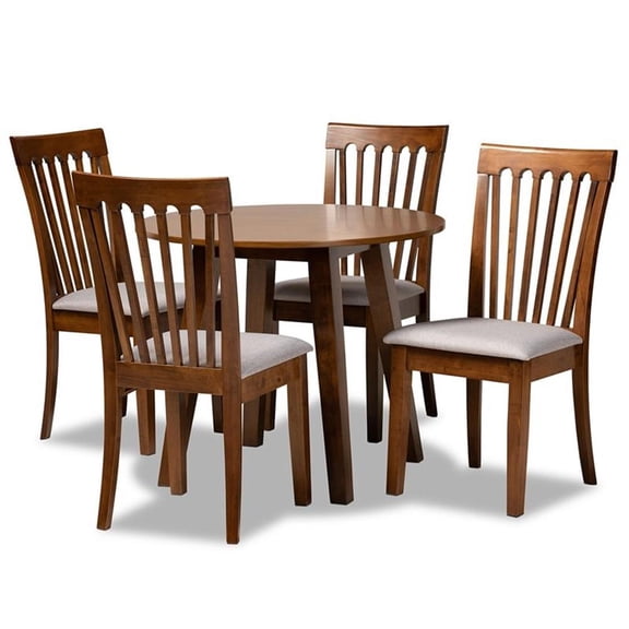 Bowery Hill Grey and Walnut Brown Finished Wood 5-Piece Dining Set