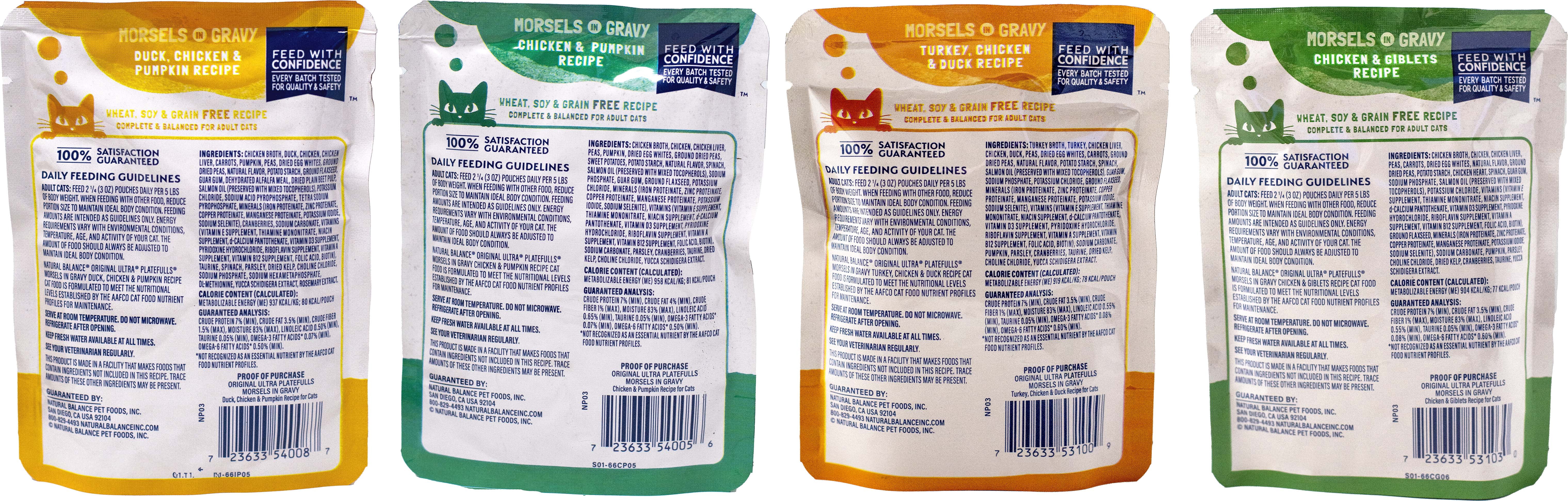 Natural Balance Platefulls Cat Food 4 Flavor Variety (2) Each: Chicken Pumpkin, Duck Chicken Pumpkin, Turkey Chicken Duck, Chicken Giblets | MerlinsMart Zine & Catnip Toy