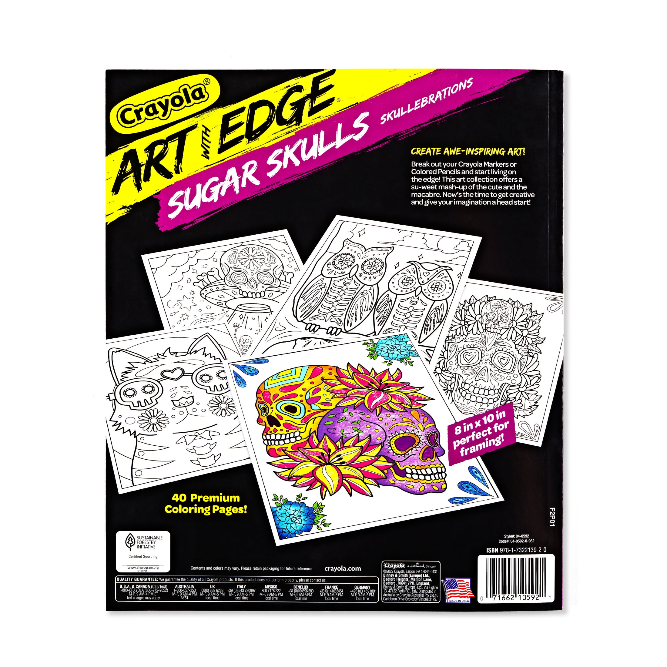 Crayola Art with Edge Sugar Skulls Coloring Books, Teacher Appreciation Gifts, Mothers Day, 40 Pgs, Vol. 3 Child, Unisex