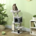 thumbnail image 2 of PawHut 41 Inch Cat Tree with Scratching Posts, Cat Bed, Condo, Light Grey, 2 of 10