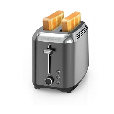 BLACK DECKER 2-Slice Rapid Toaster, Black Stainless Steel with Removable Tray