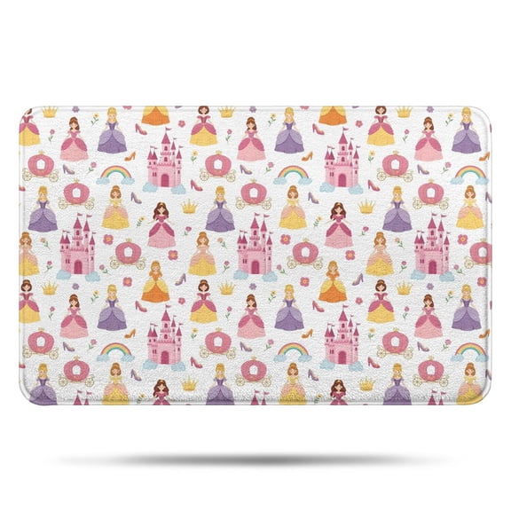 Colorful Princess Castle Pattern Bathroom Rugs Mat,Non Slip Microfiber Bathroom Rug,Rubber Backing,Soft Bathroom Mats for Bathroom Floor,Tub and Shower,17x27in(43x68cm)