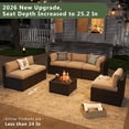 thumbnail image 5 of Aoxun 7 Piece Patio Furniture Set Wicker Rattan Patio Sectional Sofa Set Outdoor Seating Furniture with Thickened Cushion, Beige, 5 of 7