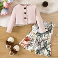 thumbnail image 2 of Dresses For Baby Girls Wedding Children Girls Winter Long Sleeve Ribbed Tops Flower Suspender Dress Set 2PCS Outfits Clothes Set For Kids Christmas Clothes, 6-9 Months, 2 of 4