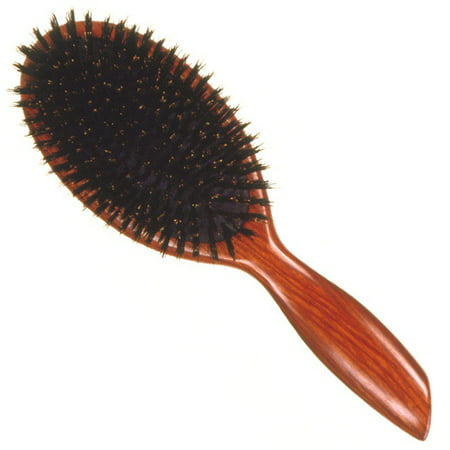 Spornette DeVille Cushion Oval Boar Bristle Brush (#342) with Wooden Handle for Straightening, Smoothing, Detangling, Daily Maintenance, Styling & Brush Outs on All Hair Types for Women, Men,