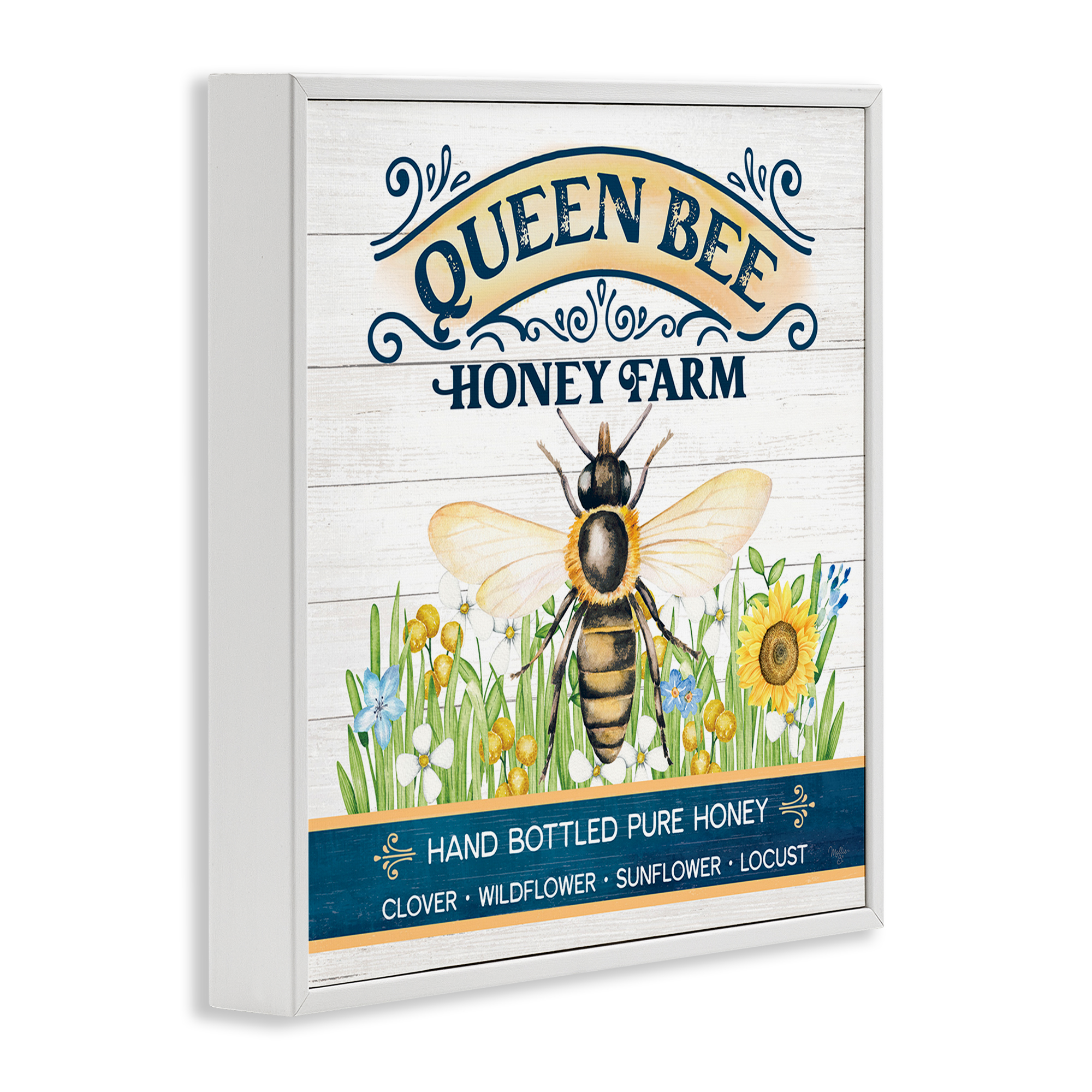 Stupell Industries Queen Bee Honey Farm Animals & Insects Painting White Framed Art Print Wall Art, 12 x 12