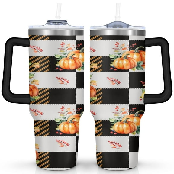 Skeleton Halloween Tumbler 40oz - Retro Spooky Skull Artwork - 40oz Insulated Stainless Steel Cup - Keeps Hot 8 Hours