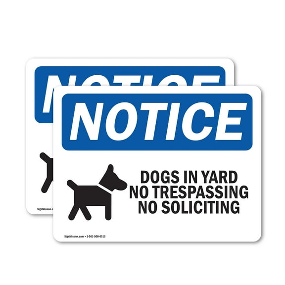 (2 Pack) Dogs In Yard No Trespassing Sign
