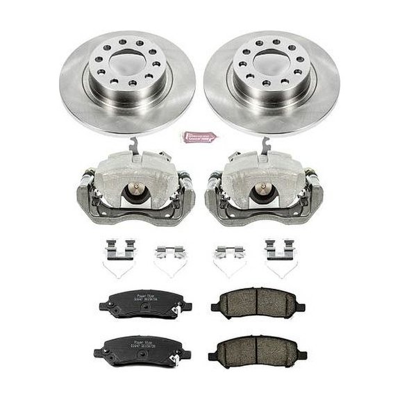 PowerStop Rear Stock Replacement Brake Pad and Rotor Kit with Calipers Fits: DODGE Select Models KCOE6371