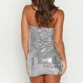 thumbnail image 6 of Tawop Womens Dresses Strapless Sequin Fitted Backless Bodycon Party Fashion Solid Mini Dress, 6 of 7