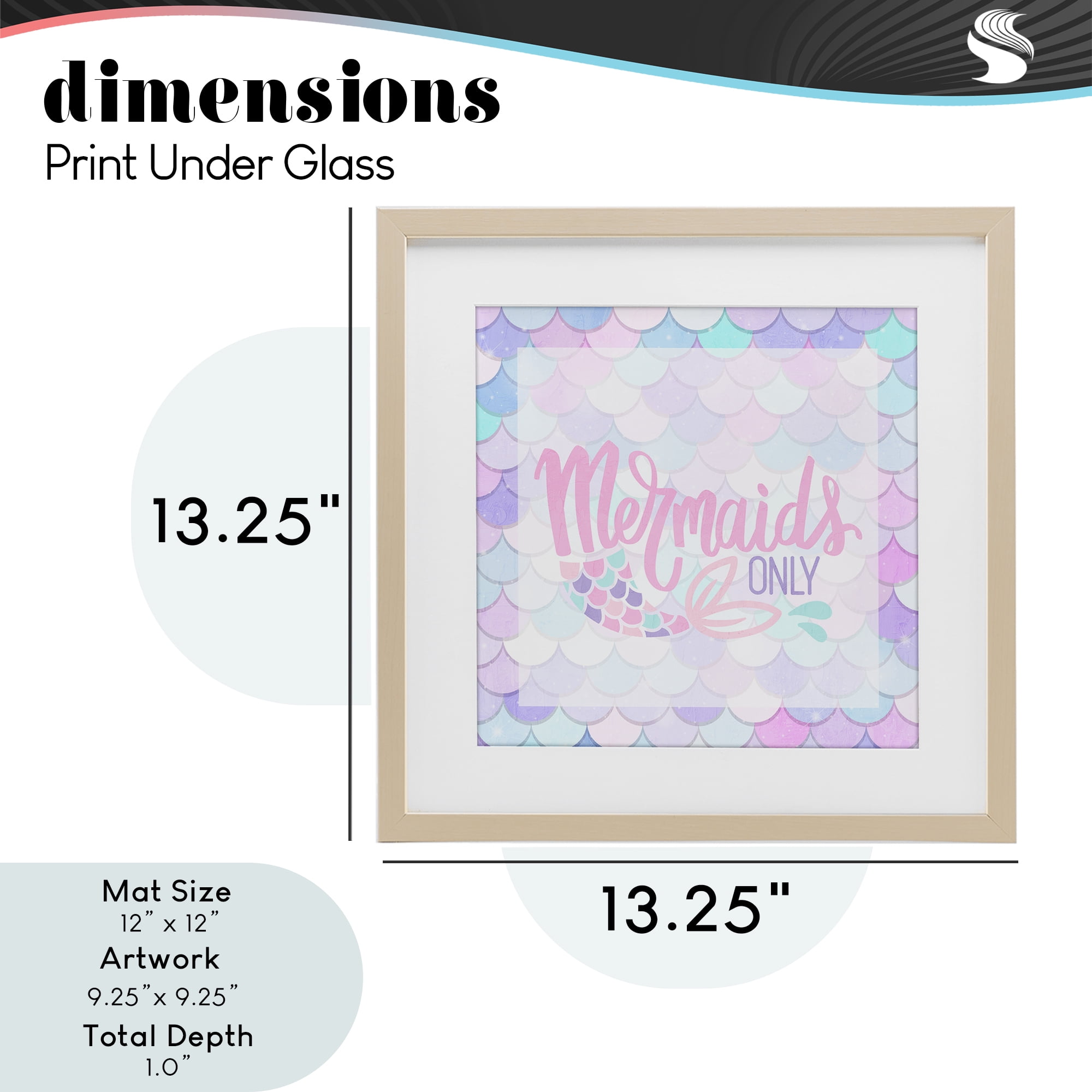 Pastel Mermaids Only Birch Framed Print Under Glass, design by Kim Allen