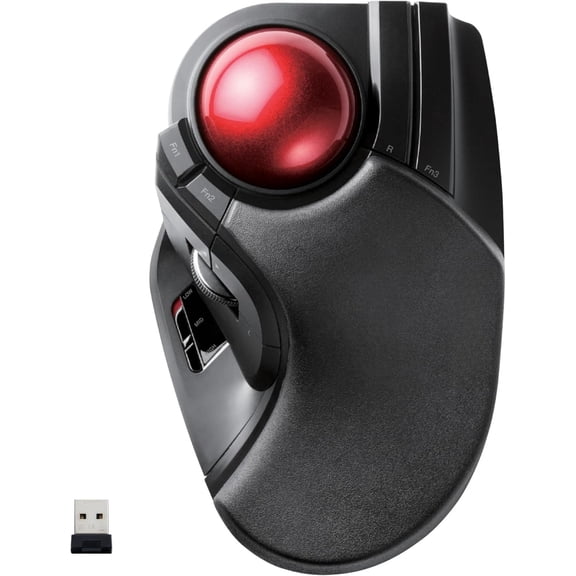 Trackball, 2.4GHz Wireless USB, Index Finger Control, Customizable 8-Button, Large Soft Palm Rest, 52mm Ball, Windows PC Mac