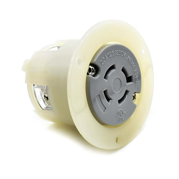 Superior Electric YGF040F Twist Lock Receptacle Flange 3-Pole 4-Wire 20A 125/250V NEMA L14-20R