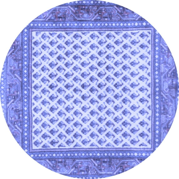 Ahgly Company Machine Washable Indoor Round Persian Blue Traditional Area Rugs, 5' Round