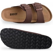 Womens Sandal Cork Footbed Slide, Arch Support Slides for Women with Adjustable Buckle, Comfortable Summer Beach Outdoor Sandals, Brown