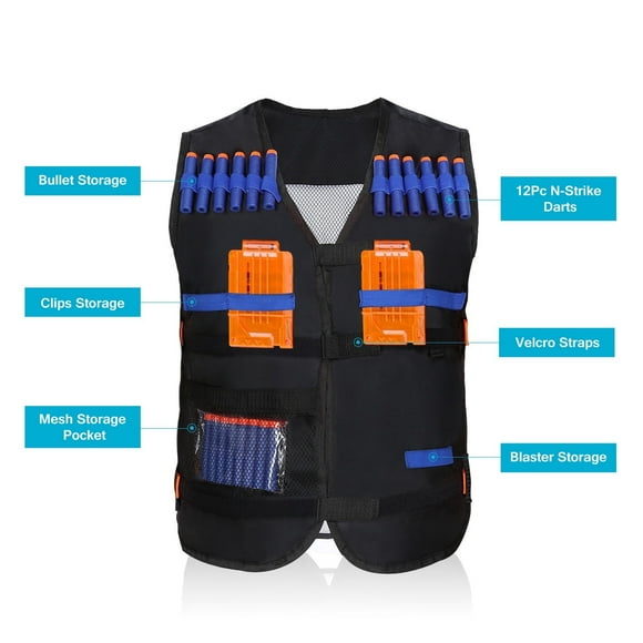 Toy Gun Game, Tactic Vest Kids Gun Foam Dart Clip Holder Jacket For Toy Gun Game