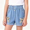 thumbnail image 2 of SROBPTY Teen Girls Summer Shorts Print Elastic Waist Breathable Denim Pants for 2-13Y, 2 of 5