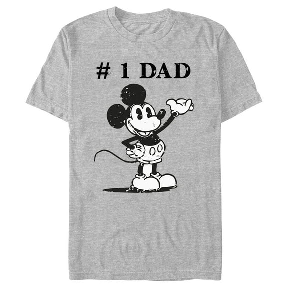 Men's Mickey & Friends Father's Day Retro #1 Dad Graphic Tee Athletic Heather Large