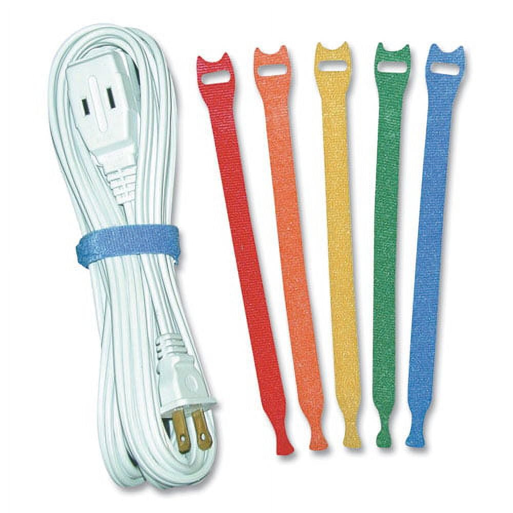 One-Wrap Pre-Cut Thin Ties, 0.5" X 8", Assorted Colors, 5/pack | Bundle of 10 Packs