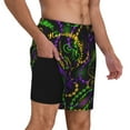 thumbnail image 3 of Balery Neon Mardi Gras Mens Swim Trunks Swim Shorts for Men Quick Dry Inseam Beach Shorts with Compression Liner Pocket-Large, 3 of 9