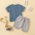 thumbnail image 4 of TOWED22 Toddler Baby Boy Summer Outfit Short Sleeve T-Shirt Tops Elastic Drawstring Shorts Set Baby Boys Clothes(Blue,0-6 Months), 4 of 9
