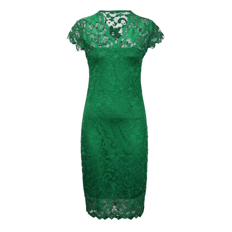 green emerald velvet dress Logan Plus Size Green Lace Pencil Long Sleeve Dress– Hello Curve main image 1