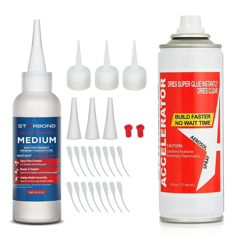 STARBOND Medium Clear CA Glue (4 oz.) with Accelerator (6 fl oz.)