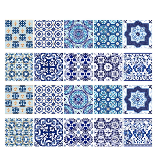 20 piezas de azulejos de mosaico de pared pegatinas calcomanías de baño de cocina # 4 20x20 cm Magideal Moderno
