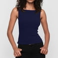 thumbnail image 4 of Womens Boat Neck Tank Tops Sleeveless Slim Fit Shirts Summer Going Out Y2K Fashion Clothes Dark Blue XL, 4 of 6