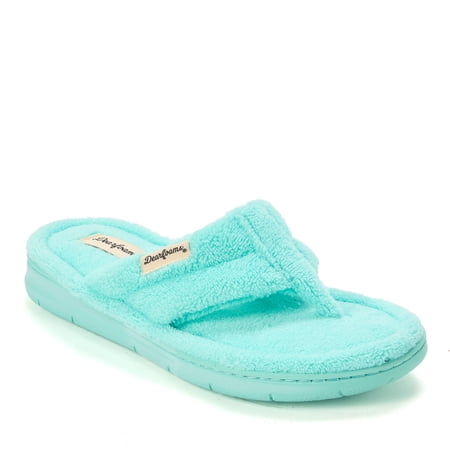 Dearfoams Women's Wrenley Terry Thong Flip Flop House Slipper