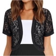 thumbnail image 3 of BLCHUNen Cropped Cardigan for Women Lace Short Sleeve Lightweight Open Front Breathable Summer Going out Tops, 3 of 7