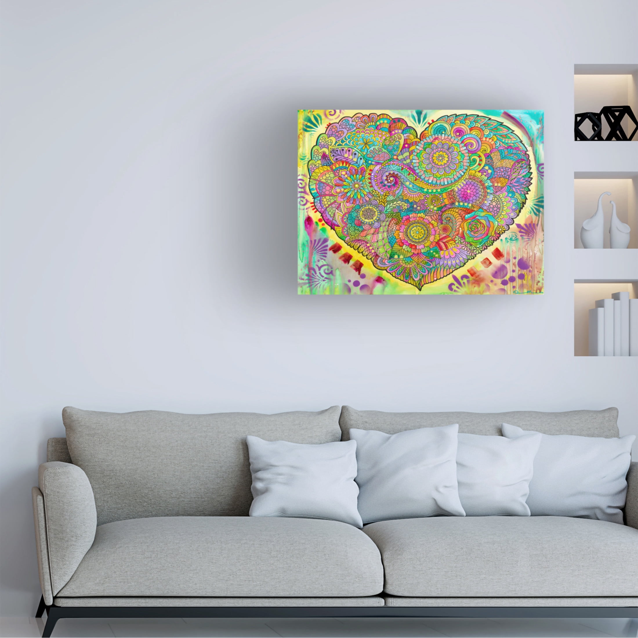 Canvas Wall Art - Dean Russo 'Mandala of the Heart' Wall Art for Living Room, Bedroom, or Office Décor by Trademark Fine Art - 24 x 18 Inches